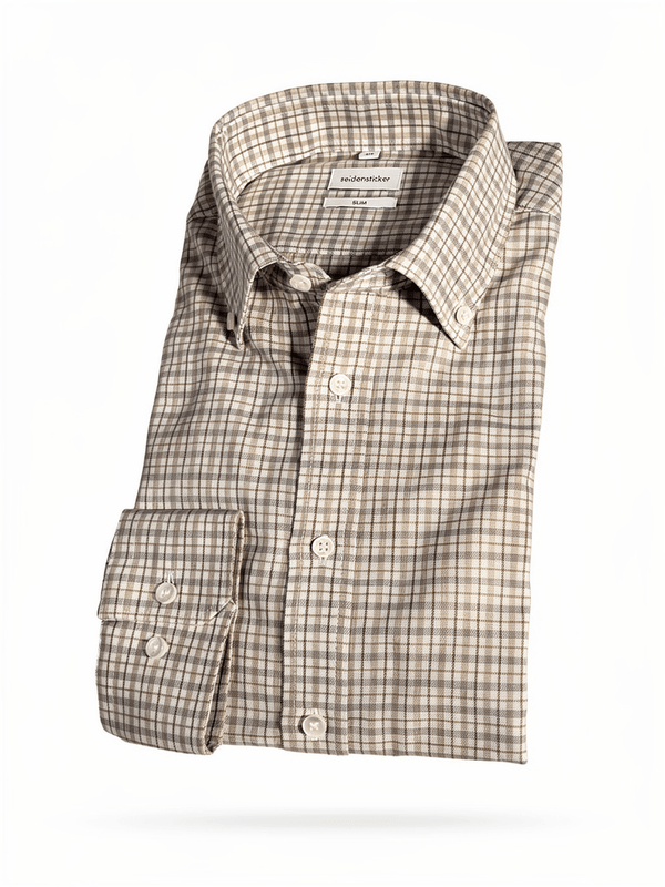 Seidensticker Slim Flannel Shirt – Beige Tern - Connoisseur - cph.dk